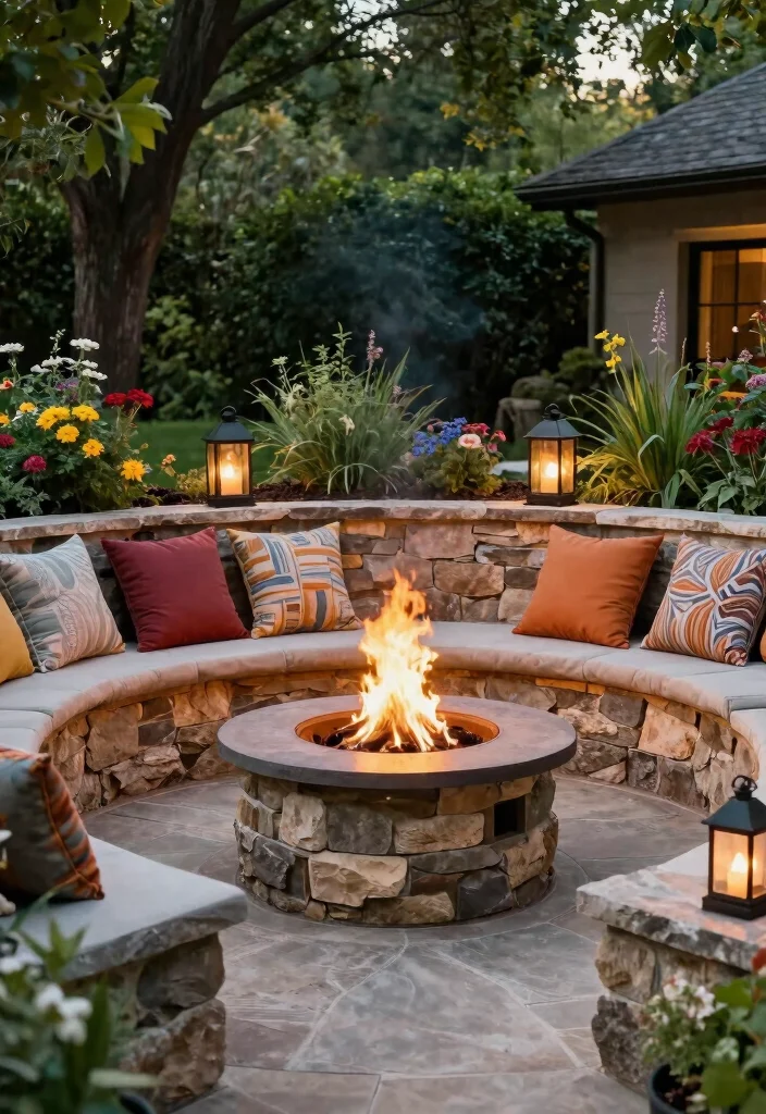 16 Outdoor Fireplace Ideas for Cozy Backyard Gatherings 39 16 Outdoor Fireplace Ideas for Cozy Backyard Gatherings 9. Fire Pit with Seating Wall 0